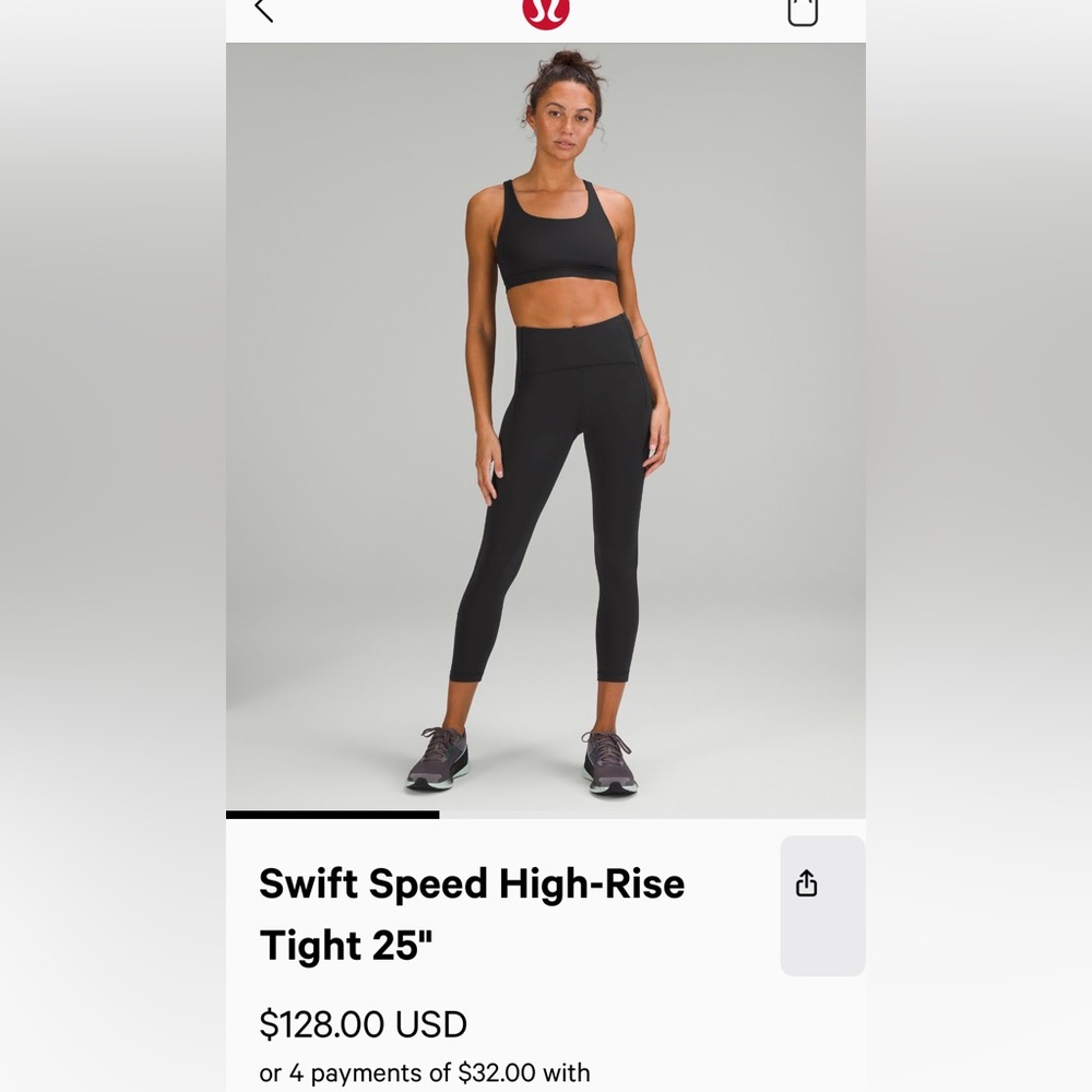 Lululemon Swift Speed High Rise Tights 25” size 6; 1-Black; 1-Olive; set of 2